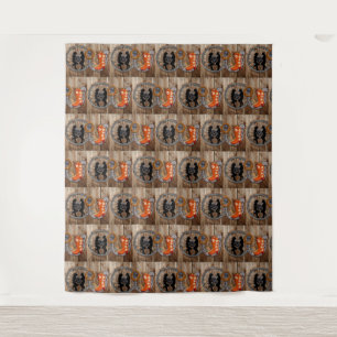 Western Cowboy Cowgirl Horseshoe Wagon Wheel Tapestry