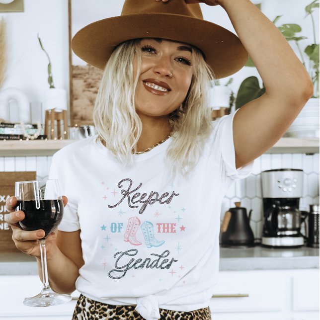Western Cowboy Cowgirl Keeper of the Gender Reveal T-Shirt (Western Gender Reveal)