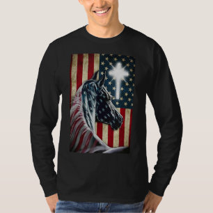 Western Cowboy Cowgirl Patriot Horse Jesus Cross U T-Shirt