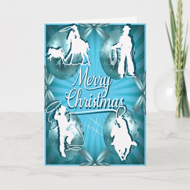 Western Cowboy Cowgirl Roping Christmas Card (Front)