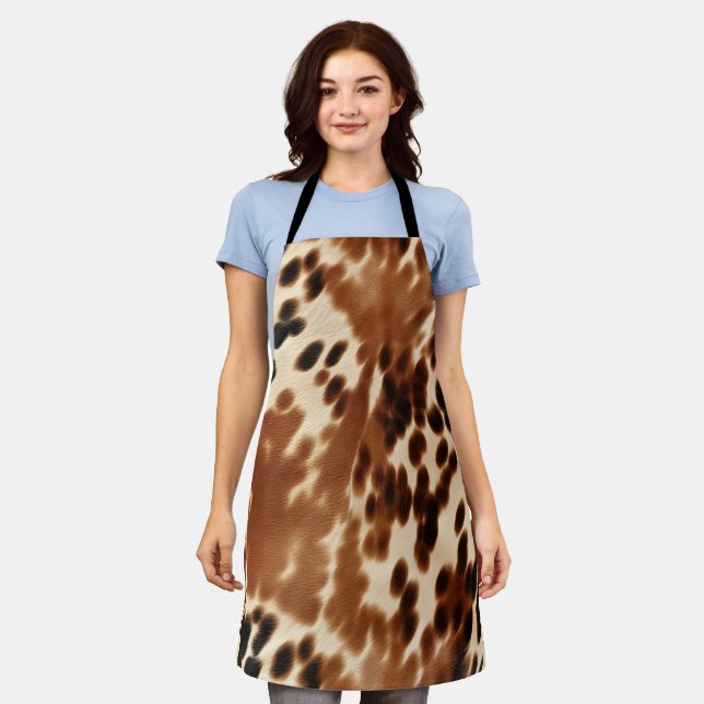 Western Cowboy  Cream Brown Black Cowhide Apron (Worn)