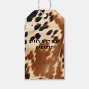 Western Cowboy  Cream Brown Black Cowhide Gift Tags