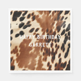 Western Cowboy Cream Brown Black Cowhide Napkin