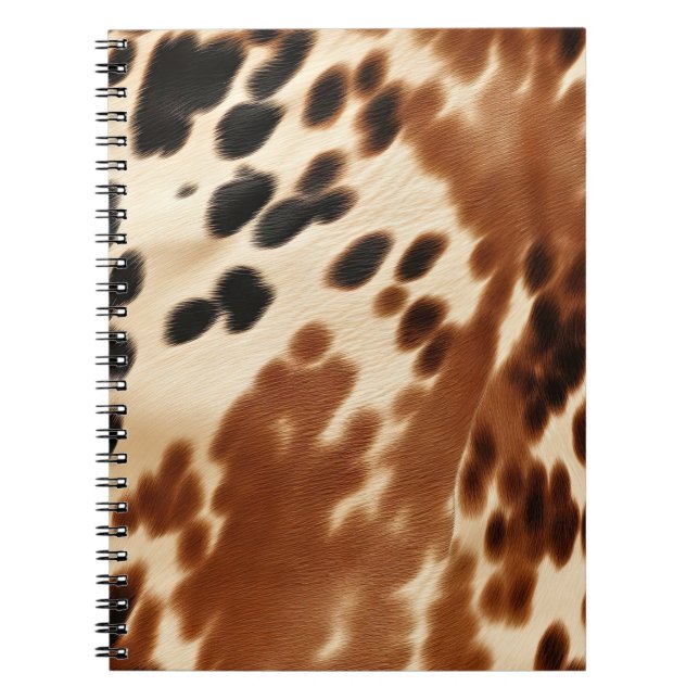 Western Cowboy  Cream Brown Black Cowhide Notebook (Front)