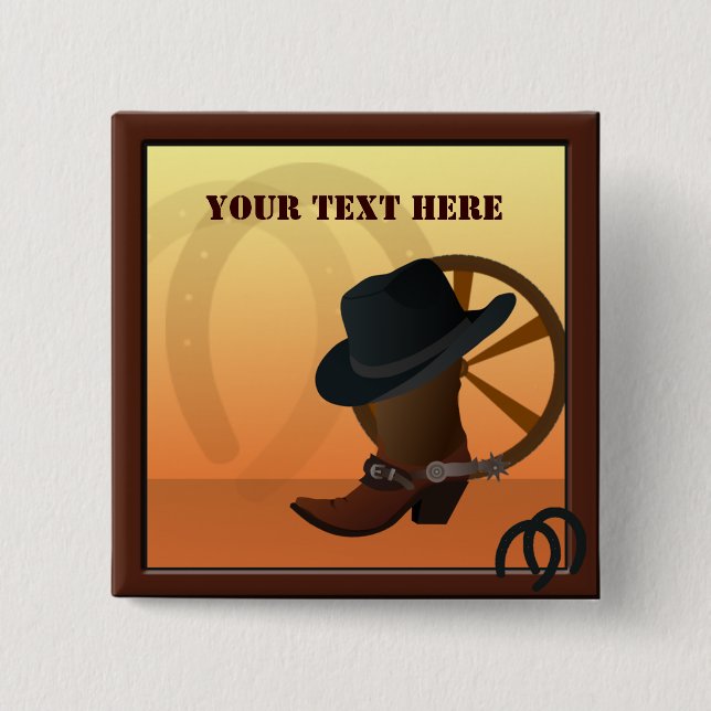 Western Cowboy Custom Button (Front)
