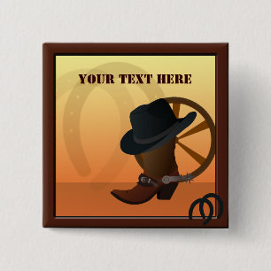 Western Cowboy Custom Button