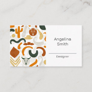 Western cowboy desert bull skull boho cactus business card