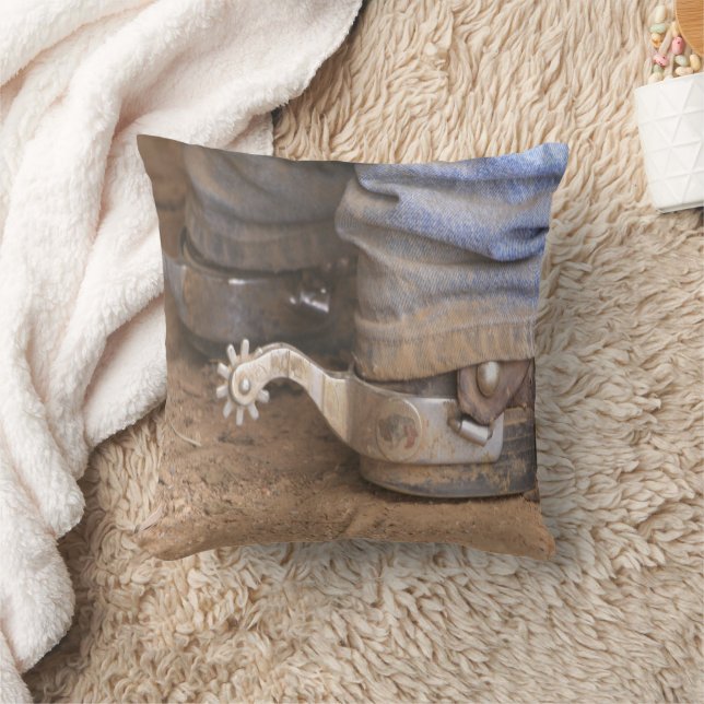 Western Cowboy Dusty Boots And Spurs Cushion (Blanket)