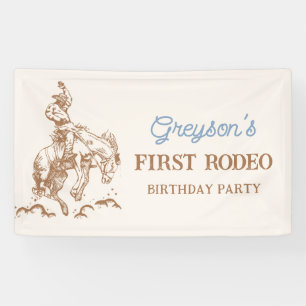 Western Cowboy First Rodeo 1st Birthday Banner
