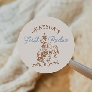 Western Cowboy First Rodeo 1st Birthday Classic Round Sticker