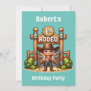 Western Cowboy First Rodeo Birthday Custom Invitation