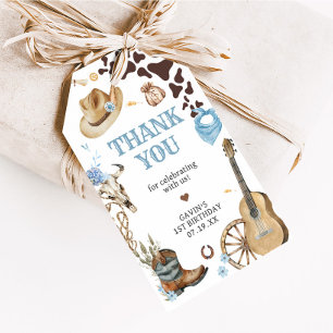 Western Cowboy First Rodeo Birthday Favour Tags