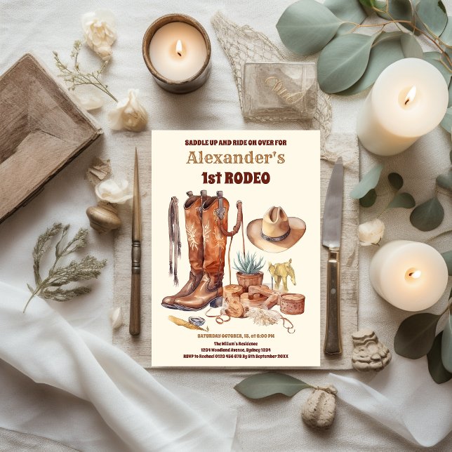 Western Cowboy First Rodeo Birthday Invitation (Creator Uploaded)