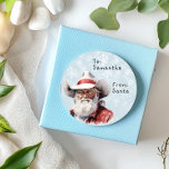 Western Cowboy From Santa to Child Gift Christmas  Classic Round Sticker<br><div class="desc">This design may be personalised in the area provided by changing the photo and/or text. Or it can be customised by clicking Personalise this Template and then choosing the click to customise further option and delete or change the colour of the background, add text, change the text colour or style,...</div>