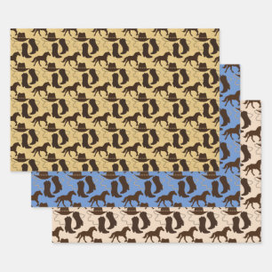 Western Cowboy Hat Boots Horse Wrapping Paper Sheet