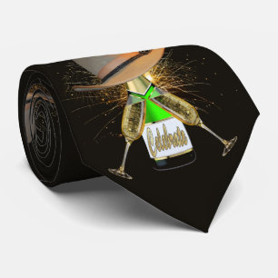 Western Cowboy Hat Champagne Fireworks Necktie