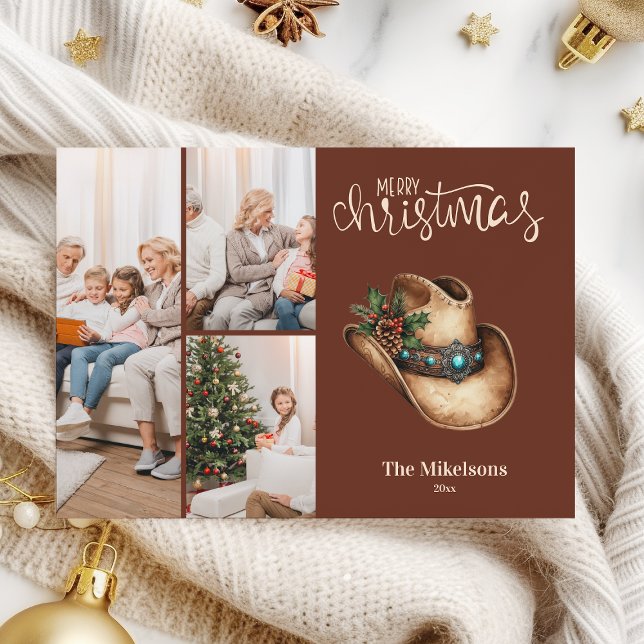 Western Cowboy Hat Christmas 3 Photo   Holiday Card (Creator Uploaded)
