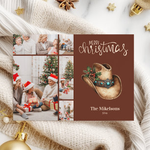 Western Cowboy Hat Christmas 5 Photo Holiday Card