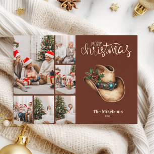 Western Cowboy Hat Christmas 6 Photo Holiday Card