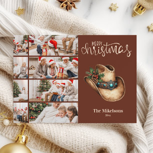 Western Cowboy Hat Christmas 8 Photo Holiday Card