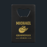Western Cowboy Hat Classic Personalised Groomsmen<br><div class="desc">Personalised gifts for groomsmen with western cowboy theme. Decorated with cowboy hat with vintage western font. Text and background colour are editable using the Design Tool to fit your occasion. Get this customise gift for wedding,  bachelor party,  engagement party or any other special occasions.</div>
