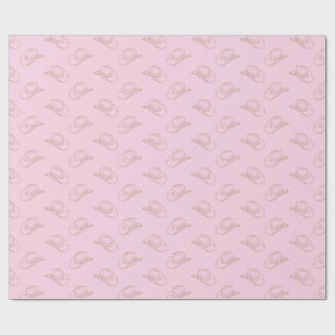 Western Cowboy Hat Cowgirl Rodeo Pink Gold Wrapping Paper