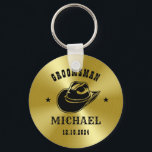 Western Cowboy Hat Groomsmen Personalised Name Key Ring<br><div class="desc">Personalised gifts for groomsmen and best man with western cowboy theme. Decorated with cowboy hat with vintage western font. Text and colour are editable using the Design Tool to fit your occasion. Get this customise gift for wedding,  bachelor party,  engagement party or any other special occasions.</div>