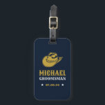 Western Cowboy Hat Personalised Best Man Groomsmen Luggage Tag<br><div class="desc">Personalised gifts for groomsmen and best man with western cowboy theme. Decorated with cowboy hat with vintage western font. Text and background colour are editable using the Design Tool to fit your occasion. Get this customise gift for wedding,  bachelor party,  engagement party or any other special occasions.</div>