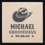 Western Cowboy Hat Personalised Best Man Groomsmen Stone Coaster<br><div class="desc">Personalised gifts for groomsmen and best man with western cowboy theme. Decorated with cowboy hat with vintage western font. Text and background colour are editable using the Design Tool to fit your occasion. Get this customise gift for wedding,  bachelor party,  engagement party or any other special occasions.</div>