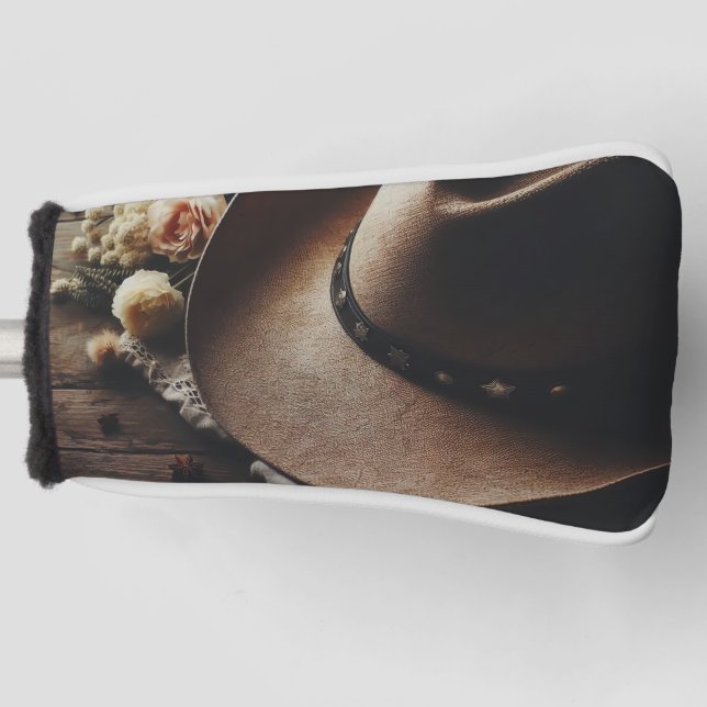 Western Cowboy Hat with Florals Golf Head Cover (Front)
