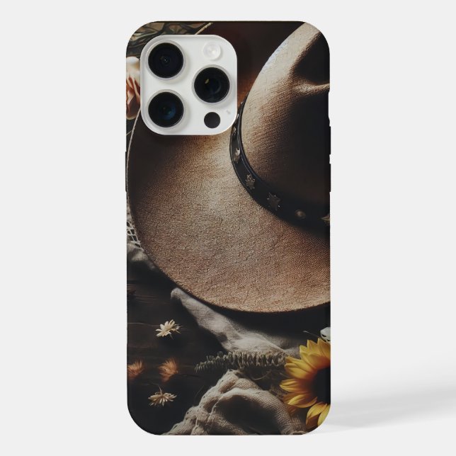Western Cowboy Hat with Florals iPhone Case (Back)