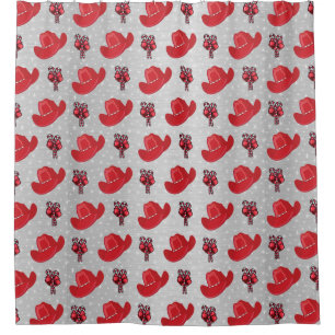 Western Cowboy Hats and Candy Canes Shower Curtain
