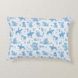 Western Cowboy Horse Cactus Desert Toile Decorative Cushion