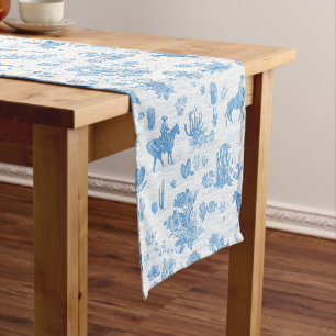 Western Cowboy Horse Cactus Desert Toile Medium Table Runner