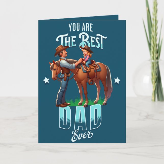 Western Cowboy Horse Child Happy Father's Day Card (Front)