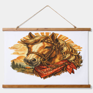 Western Cowboy Horse Red Bandanna Hanging Wall Ta Tapestry