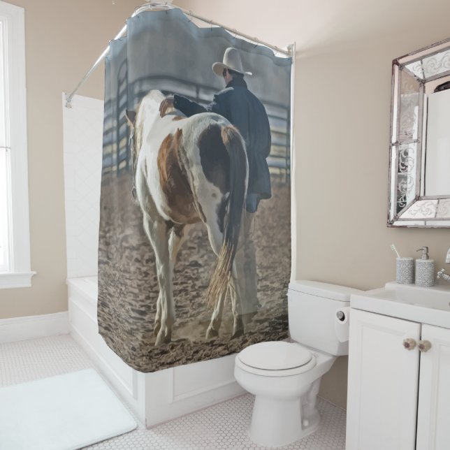 Western Cowboy Horse Shower Curtain (In Situ)