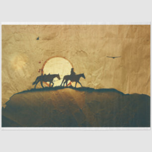 Western Cowboy Horseback Decoupage Tissue Paper