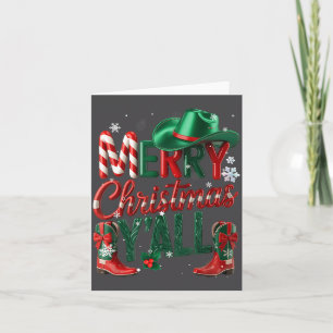 Western Cowboy Howdy Merry Christmas Yall Cowgirl  Card