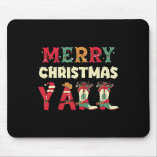 Western Cowboy Howdy Merry Christmas Yall Cowgirl Mouse Pad