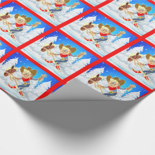 Western Cowboy Kid On Stick Horse Winter Scene Wrapping Paper