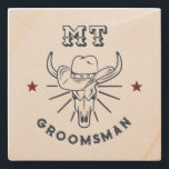 Western Cowboy Ox Skull Vintage Best Man Groomsmen Stone Coaster<br><div class="desc">Personalised gifts for groomsmen and best man with western cowboy theme. Decorated with cowboy hat with vintage western font. Text and colour are editable using the Design Tool to fit your occasion. Get this customise gift for wedding,  bachelor party,  engagement party or any other special occasions.</div>