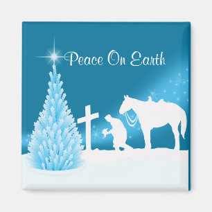 Western Cowboy Prayer In Winter Snow Magnet