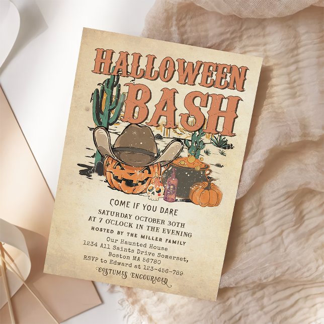 Western Cowboy Pumpkin Halloween Bash Party  Invitation (Creator Uploaded)