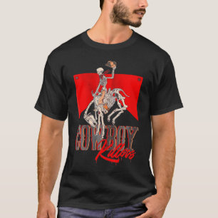 Western Cowboy Punchy Cowboy Killers Skull Skeleto T-Shirt