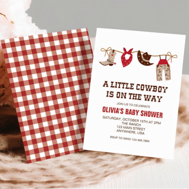 Western Cowboy  red Baby Shower Invitation (Creator Uploaded)