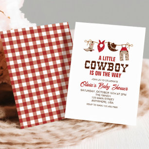 Western Cowboy  red Baby Shower Invitation