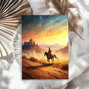 Western cowboy riding a horse on the prairie tissue paper