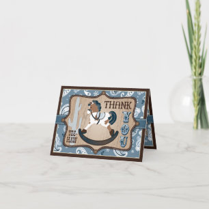 Western Cowboy Rocking Horse Bandanna Thank You Card