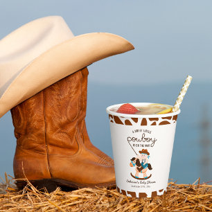 Western Cowboy Rocking Horse Boy Baby Shower  Paper Cups